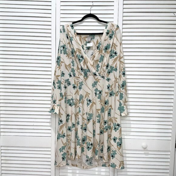 H&M Blue and Yellow Floral Midi Dress Size XL - Picture 1 of 4